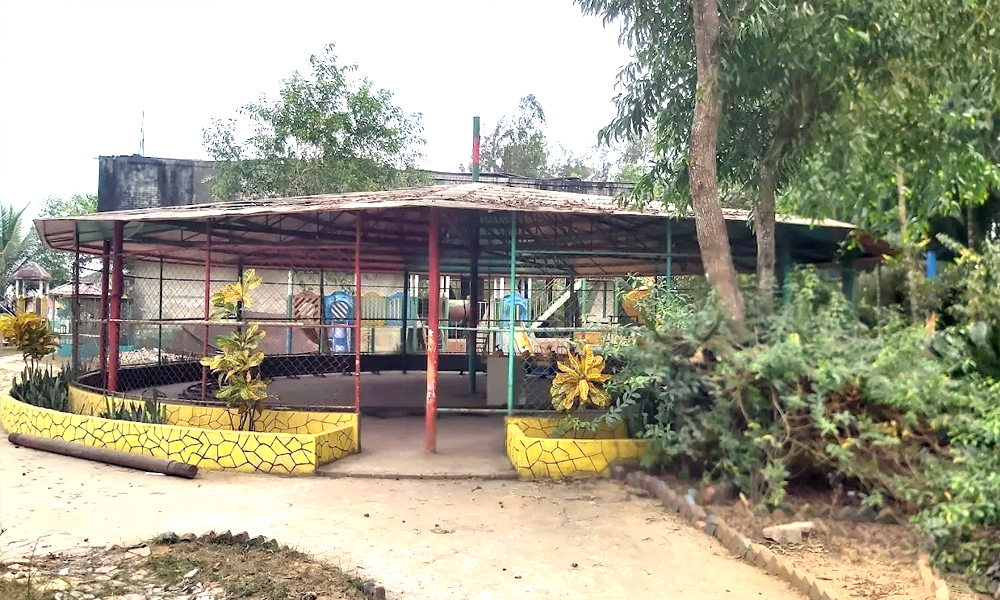 Colorful water slide attraction